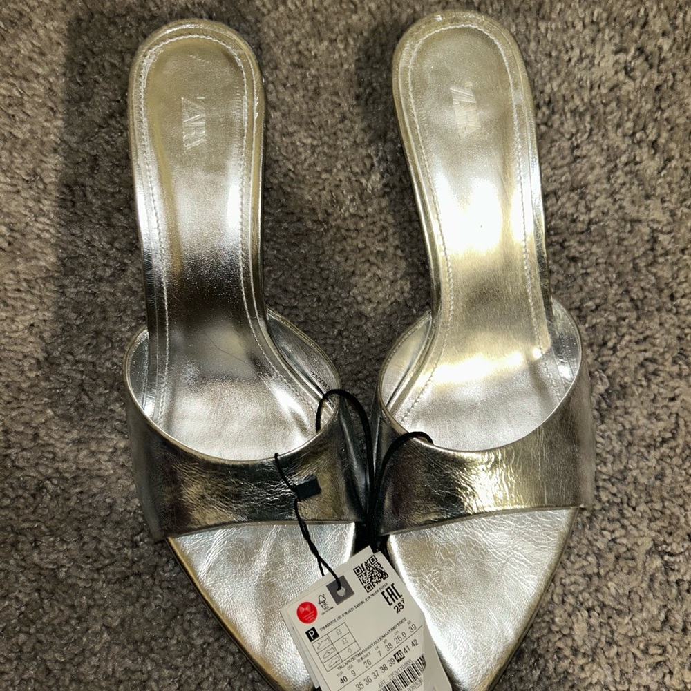 Zara Silver Women's Slide Sandas